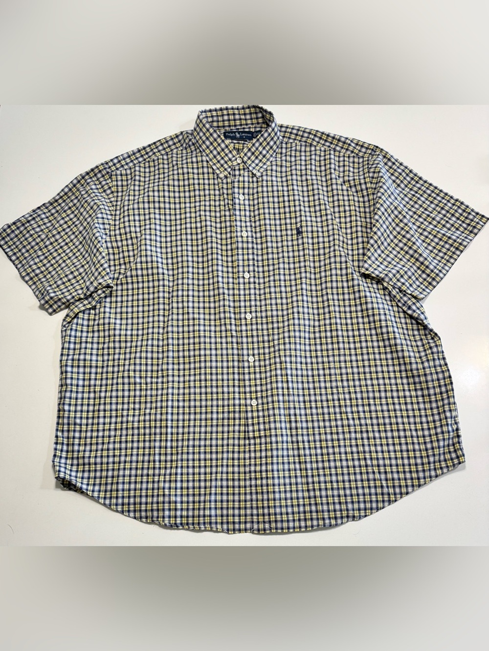 Polo Ralph Lauren Blake Button Down Shirt XXL Plaid Blue/Yellow Short Sleeve